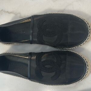 CHANEL Black Canvas Espadrilles